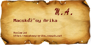 Macskásy Arika névjegykártya